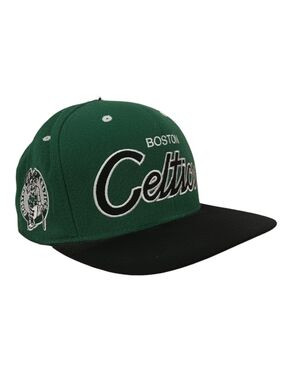 Mitchell & Ness Boston Celtics Green and Black Script Snapback Cap
